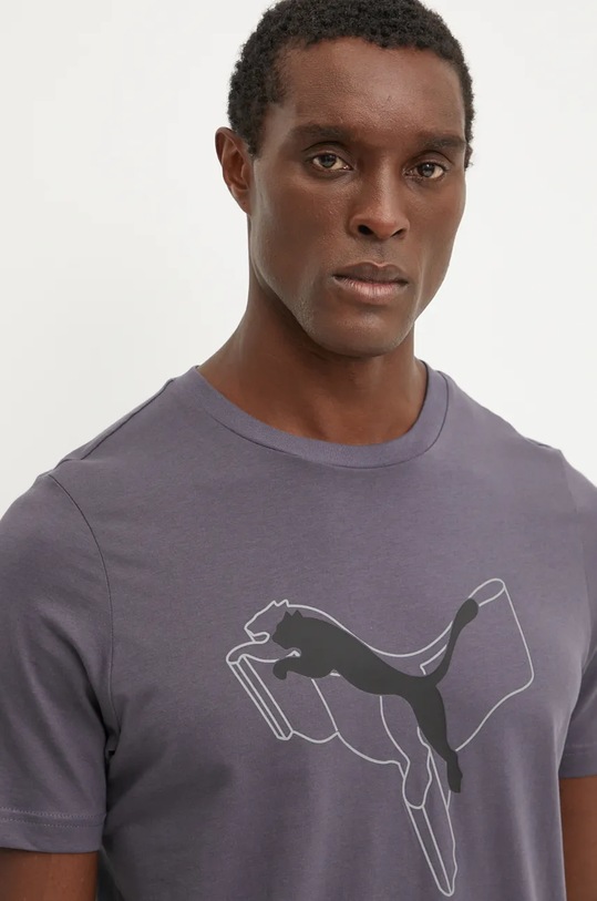 Βαμβακερό μπλουζάκι Puma γκρί 682858.