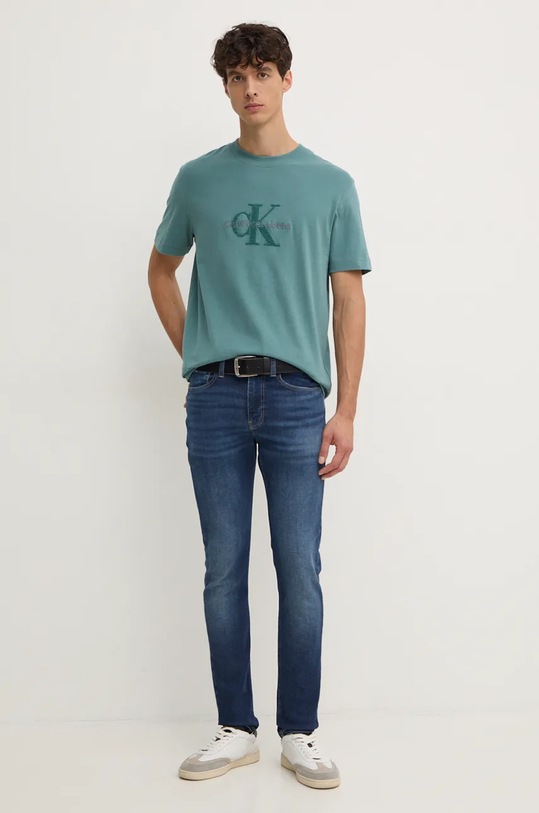 Бавовняна футболка Calvin Klein Jeans J30J326158 бірюзовий NC24