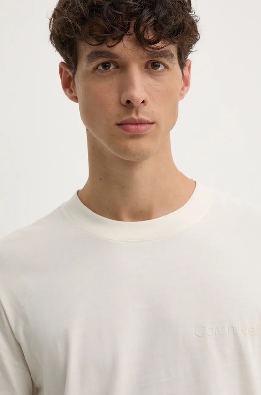 Памучна тениска Calvin Klein Jeans бежов J30J326402