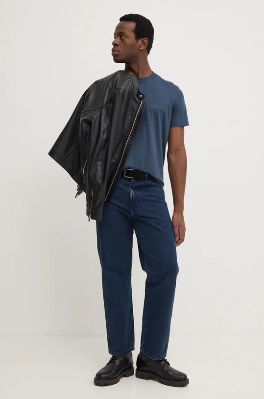 Calvin Klein Jeans tricou din bumbac J30J326402 bleumarin AW24