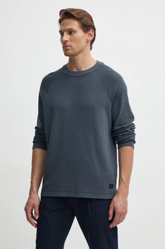 Бавовняний лонгслів Calvin Klein Jeans бавовна сірий J30J326450