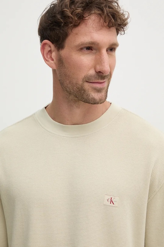 Bavlněné tričko Calvin Klein Jeans béžová J30J326457