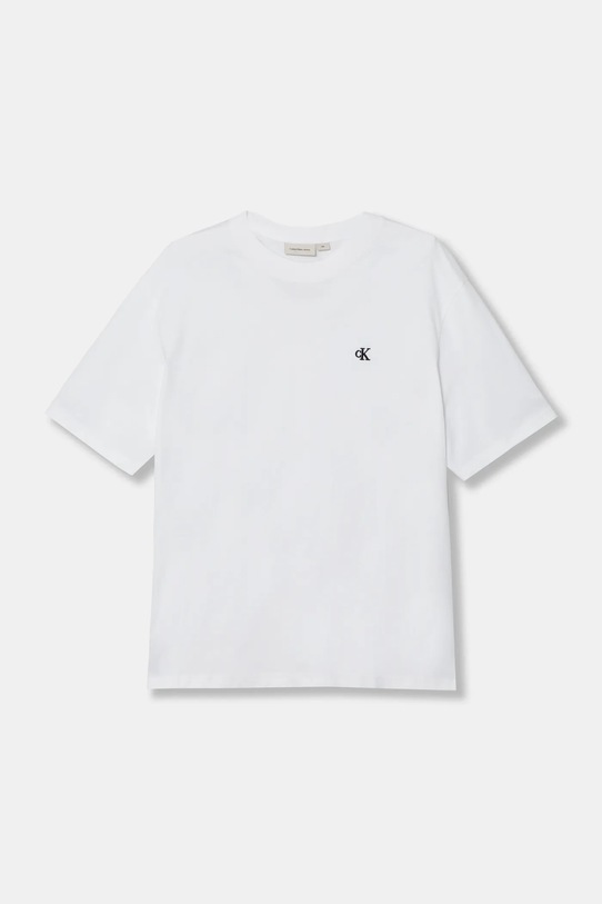 Bavlněné tričko Calvin Klein Jeans kulatý bílá J30J326458