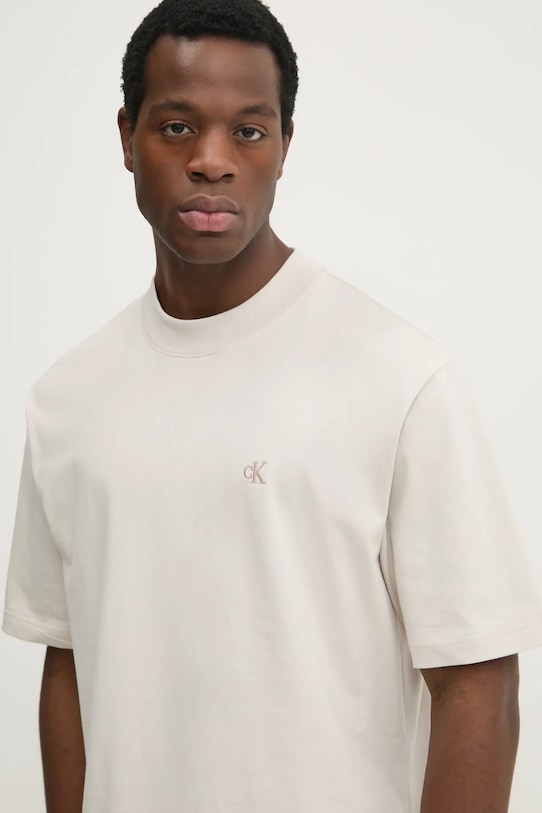 Bavlněné tričko Calvin Klein Jeans béžová J30J326458