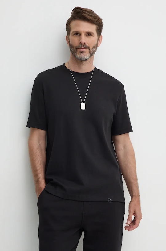 Tričko Calvin Klein Jeans s elastanem černá J30J326681