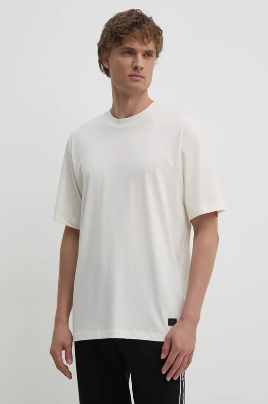 Памучна тениска Calvin Klein Jeans свободна бежов J30J326857