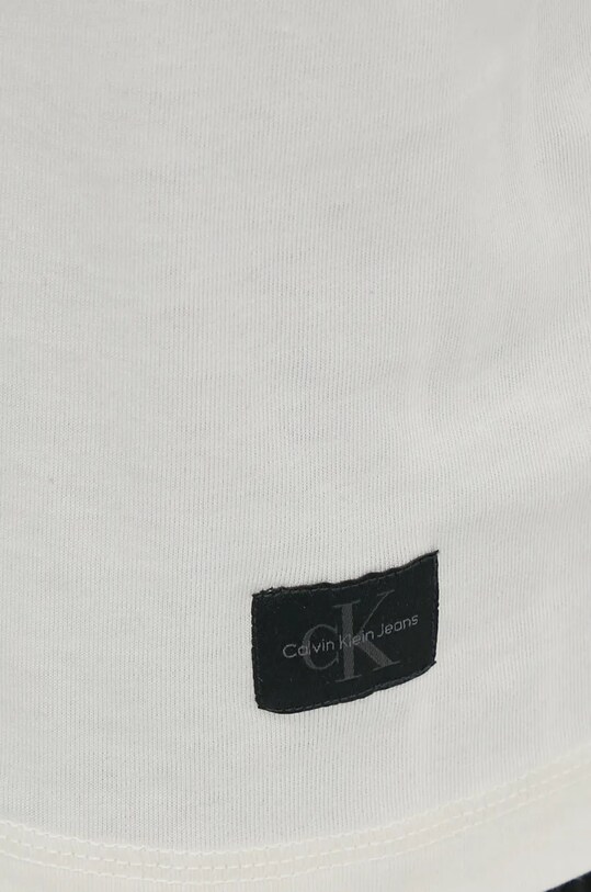 Памучна тениска Calvin Klein Jeans бежов J30J326857