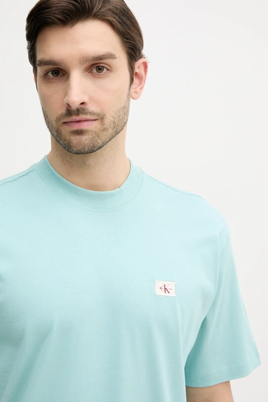Calvin Klein Jeans tricou din bumbac turcoaz J30J326857