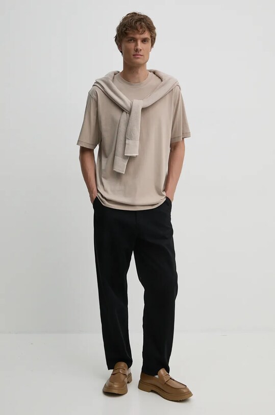 Хлопковая футболка Calvin Klein Jeans J30J326857 бежевый SS25