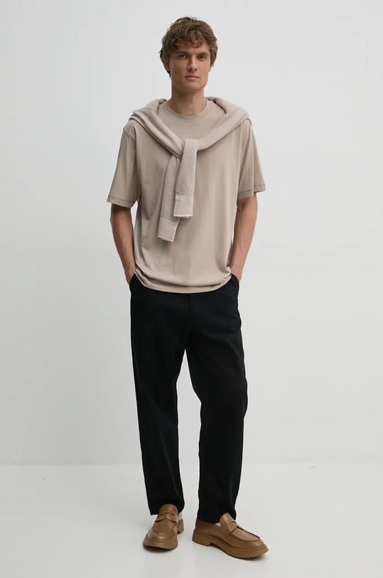 Bavlněné tričko Calvin Klein Jeans J30J326857 béžová SS25