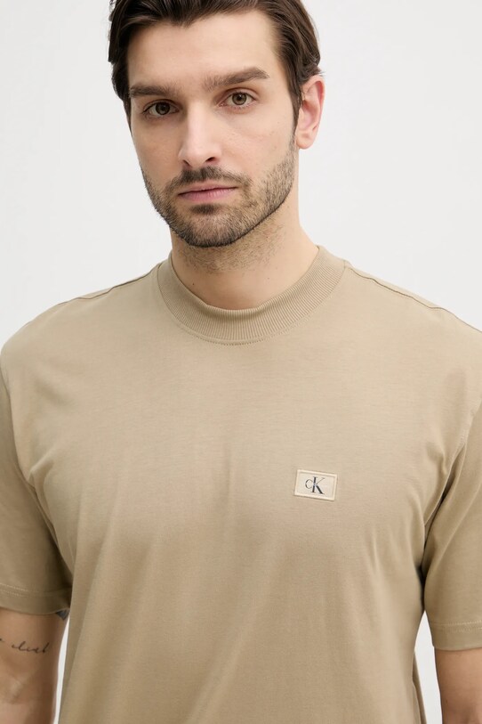 Calvin Klein Jeans tricou din bumbac bej J30J326857