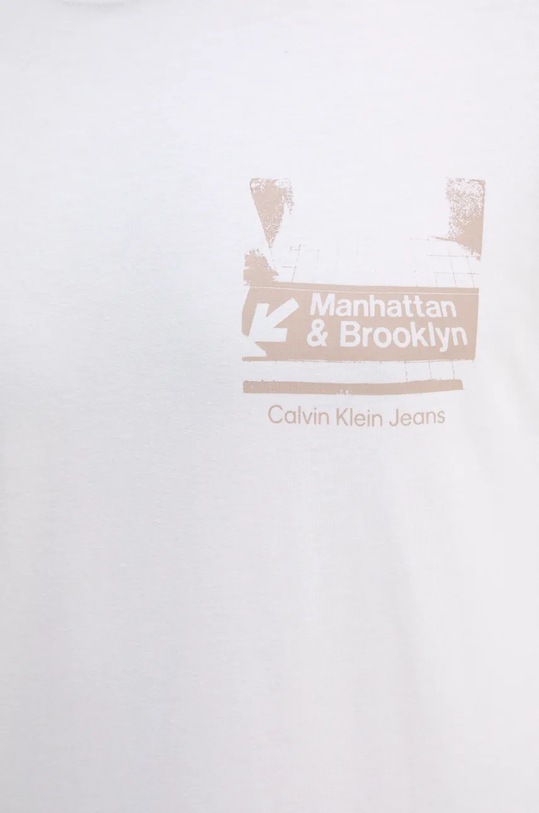 Bavlněné tričko Calvin Klein Jeans bílá J30J326864
