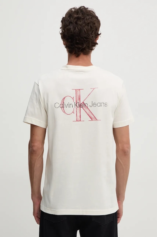 Calvin Klein Jeans tricou din bumbac bej J30J326866