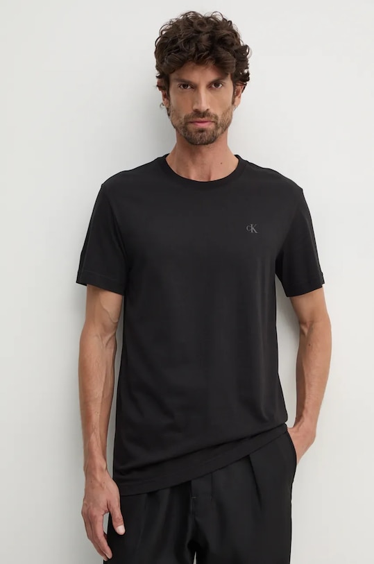 Хлопковая футболка Calvin Klein Jeans J30J326866 чёрный AW24