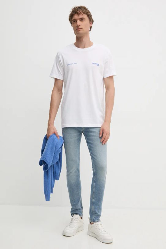 Хлопковая футболка Calvin Klein Jeans J30J326867 белый AW24