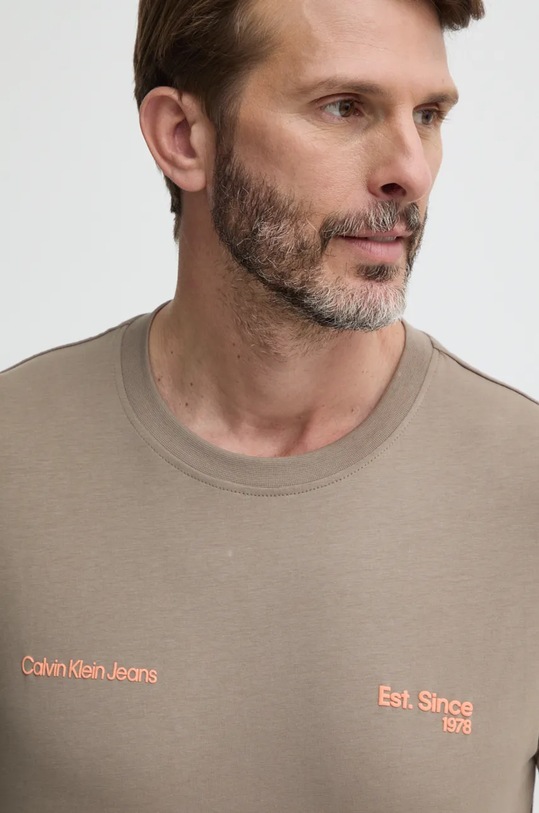 Bavlněné tričko Calvin Klein Jeans béžová J30J326867