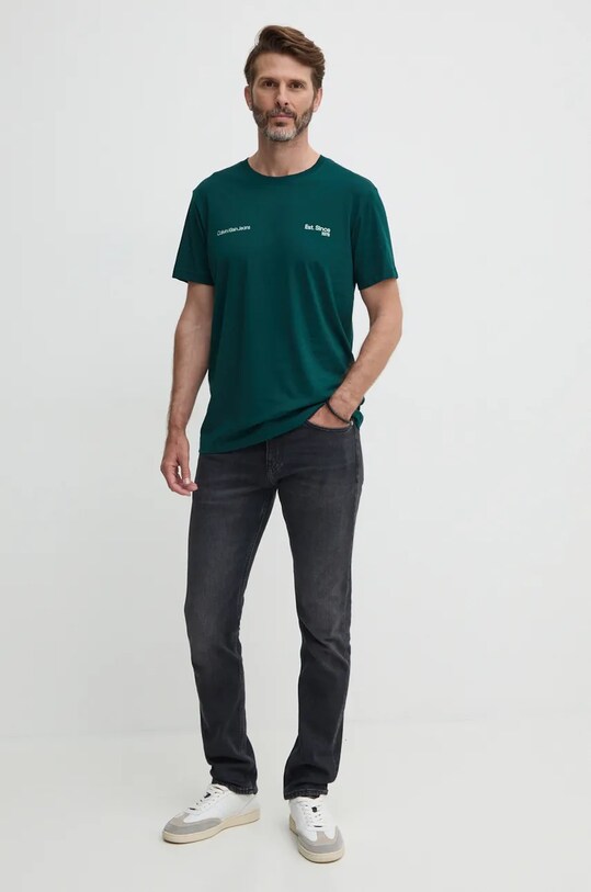 Хлопковая футболка Calvin Klein Jeans J30J326867 зелёный AW24
