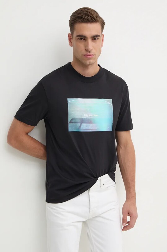 Calvin Klein Jeans tricou din bumbac print negru J30J326869