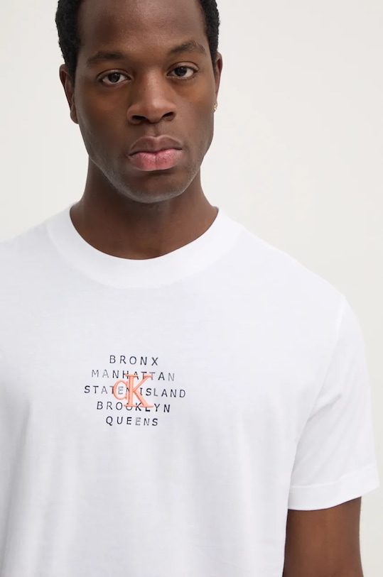 Bavlněné tričko Calvin Klein Jeans nášivka bílá J30J326871