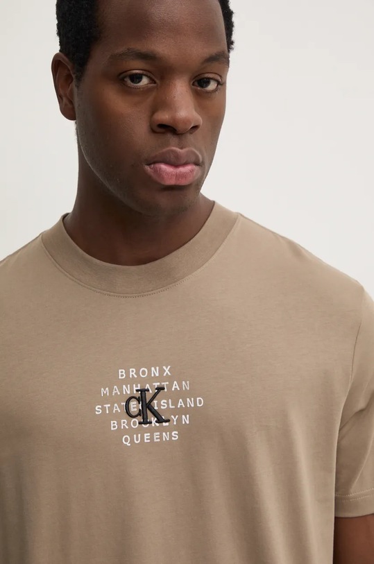 Бавовняна футболка Calvin Klein Jeans бежевий J30J326871