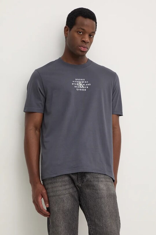 Памучна тениска Calvin Klein Jeans щампа сив J30J326871
