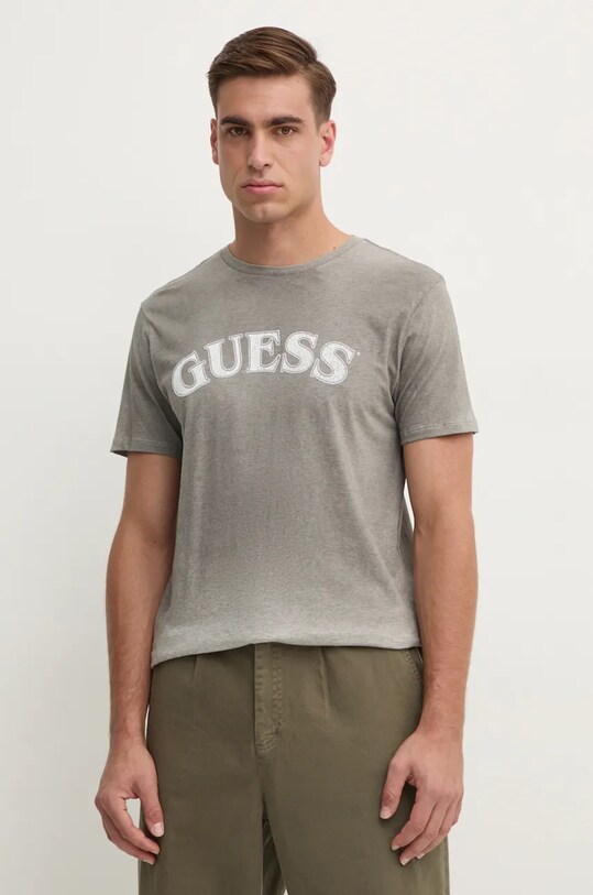 Хлопковая футболка Guess хлопок серый M4BI04.K9RM1