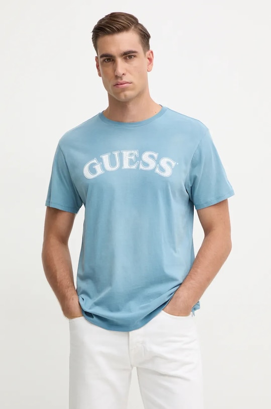 Дрехи Памучна тениска Guess M4BI04.K9RM1 тюркоазен