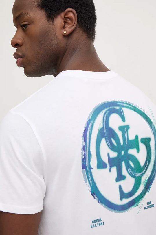 Guess t-shirt bawełniany nadruk biały M4BI05.K9RM1