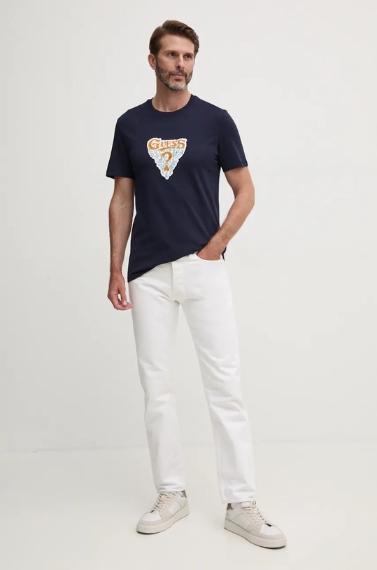 Guess t-shirt bawełniany M4BI44.I3Z14 granatowy AW24