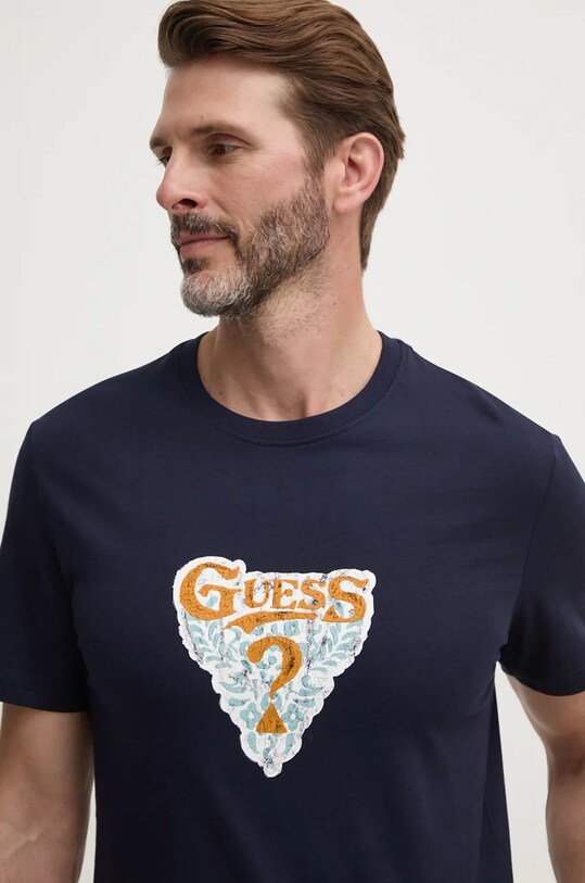 Бавовняна футболка Guess темно-синій M4BI44.I3Z14