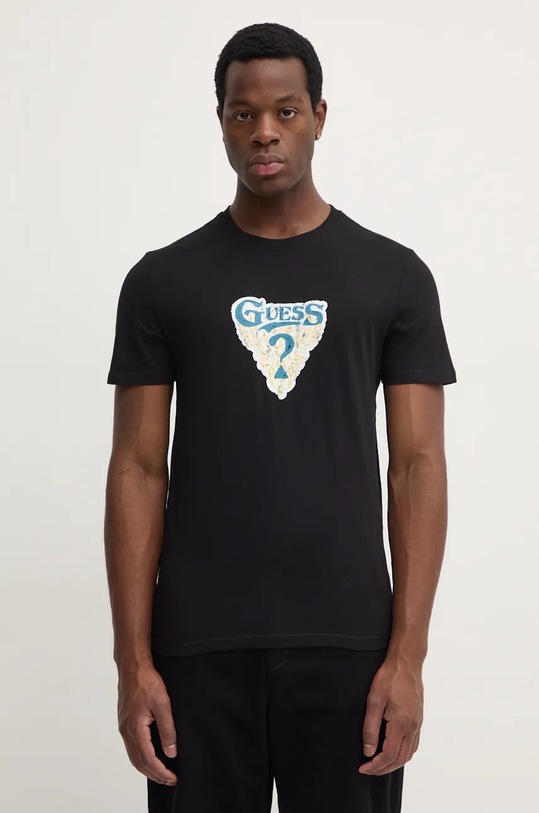 Guess t-shirt bawełniany nadruk czarny M4BI44.I3Z14