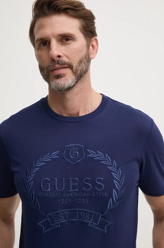 Guess tricou din bumbac imprimeu bleumarin M4BI65.K9RM1