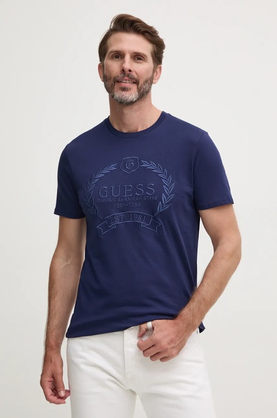Guess tricou din bumbac bleumarin M4BI65.K9RM1