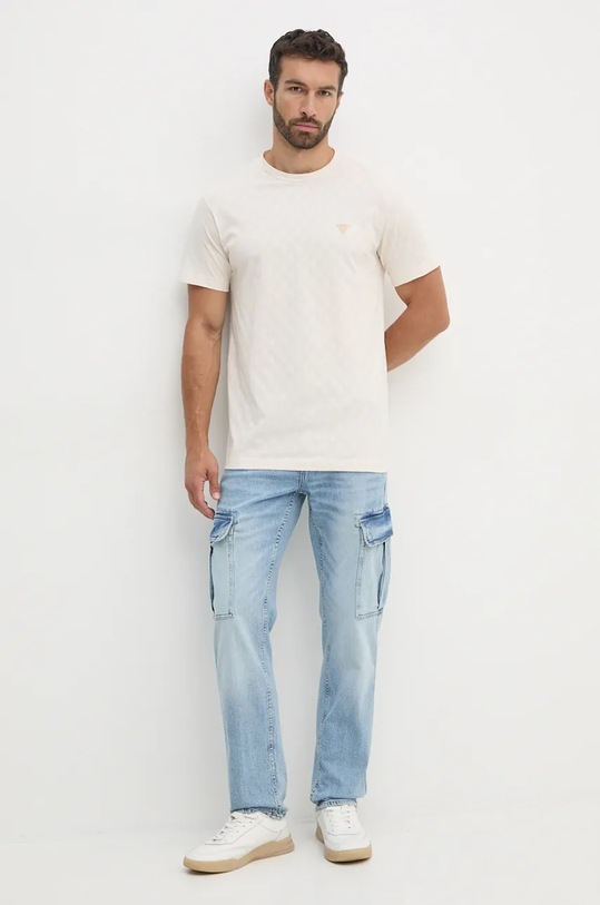 Pamučna majica Guess M4BP13.KCHE0 bež AW24