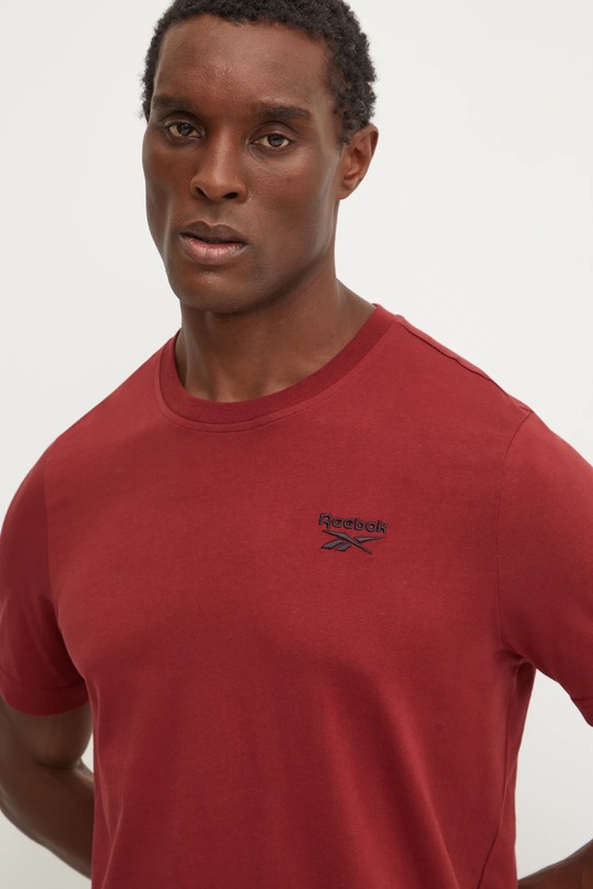 Bavlněné tričko Reebok hladký burgundské 100206017