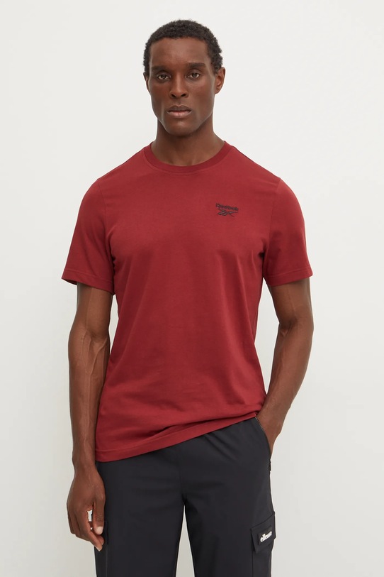 Bavlněné tričko Reebok burgundské 100206017