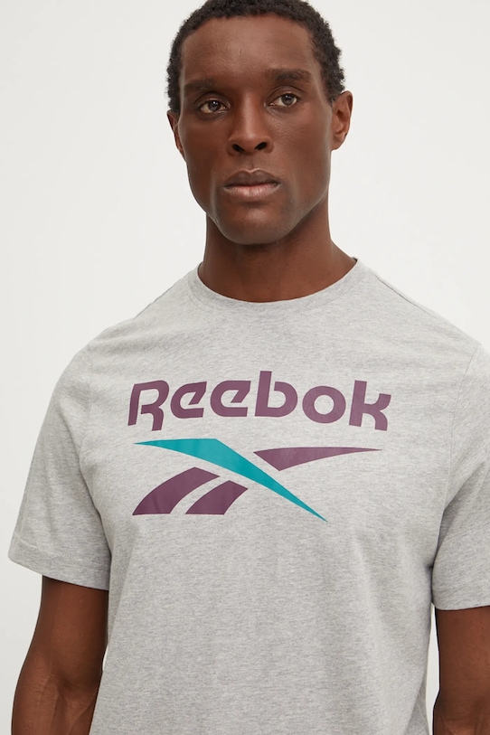 Памучна тениска Reebok сив 100206031