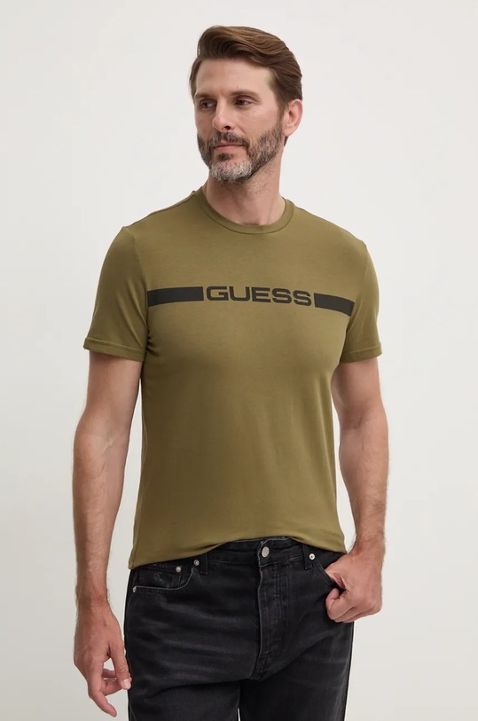 Guess t-shirt JOE z elastanem zielony U4BM01.K6YW1