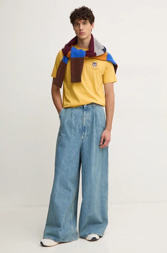 Bavlněné tričko Gant 2003269 žlutá AW24