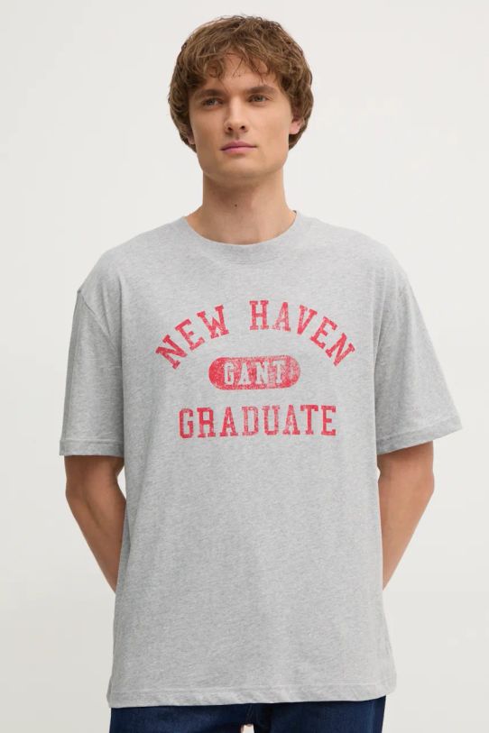 Бавовняна футболка Gant бавовна сірий 2033036