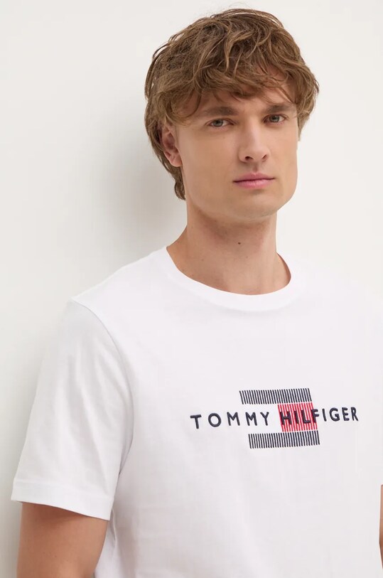 Памучна тениска Tommy Hilfiger бял MW0MW36455