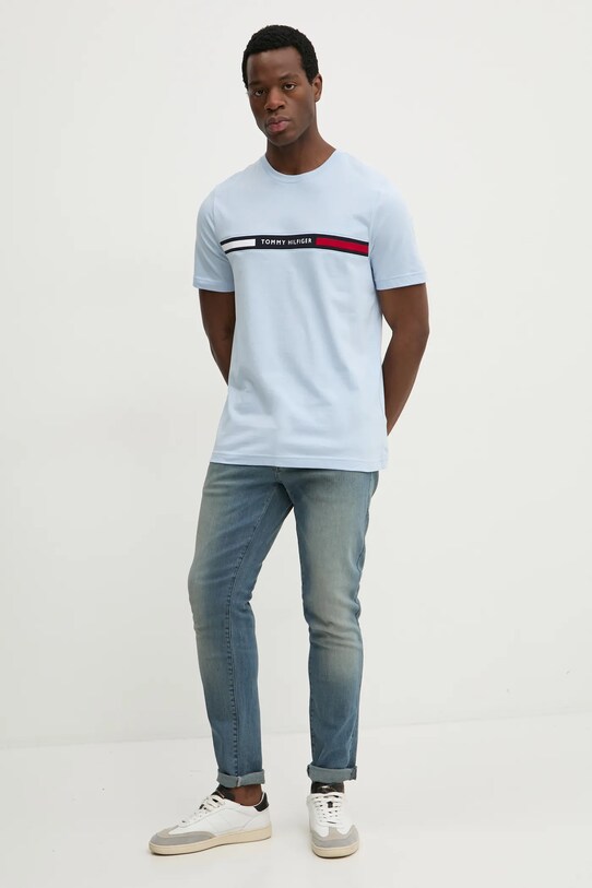 Tommy Hilfiger tricou din bumbac MW0MW36498 albastru SS25
