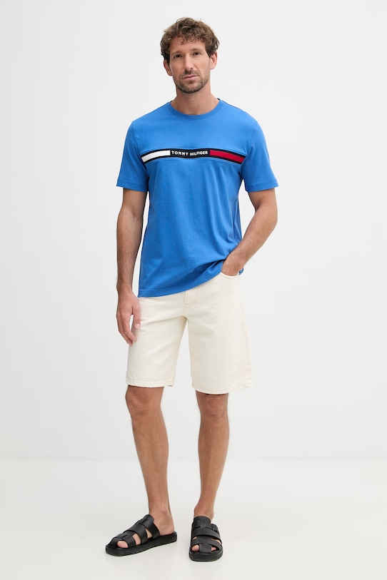 Tommy Hilfiger tričko pánské bavlněné MW0MW36498 modrá SS26