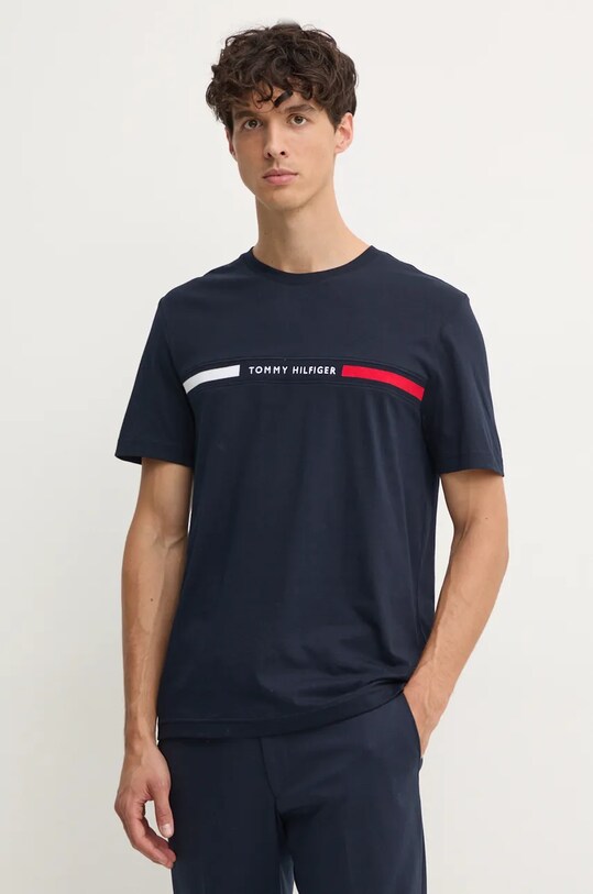 Бавовняна футболка Tommy Hilfiger regular темно-синій MW0MW36498