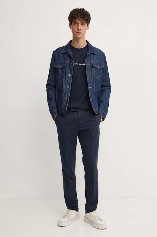 Бавовняна футболка Tommy Hilfiger MW0MW36498 темно-синій SS25