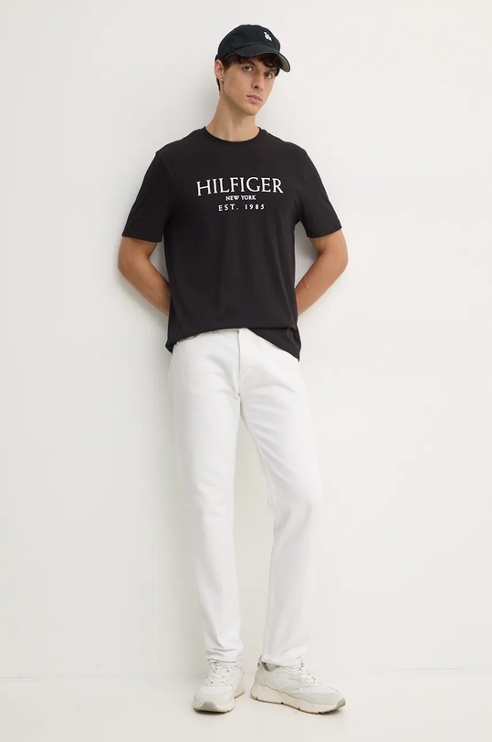 Bavlnené tričko Tommy Hilfiger MW0MW36499 čierna AW24