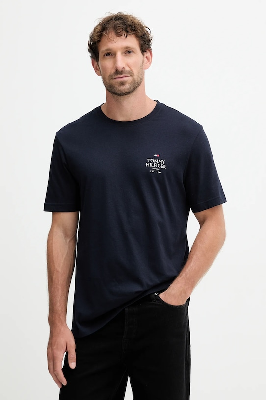 Tommy Hilfiger t-shirt bawełniany nadruk granatowy MW0MW36500