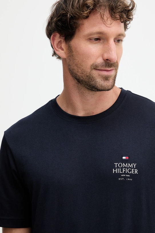Bombažna kratka majica Tommy Hilfiger mornarsko modra MW0MW36500