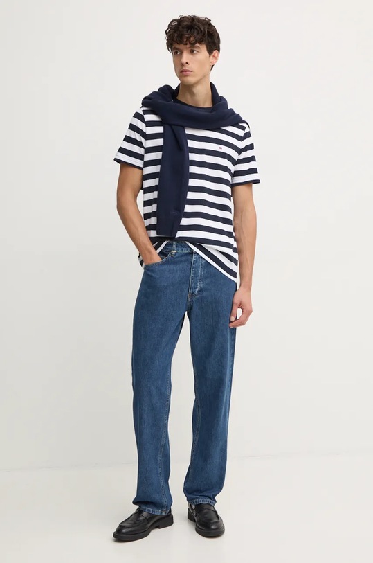 Bavlnené tričko Tommy Hilfiger MW0MW37267 tmavomodrá AW24