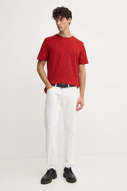 Bavlnené tričko Tommy Hilfiger relaxed červená MW0MW37267